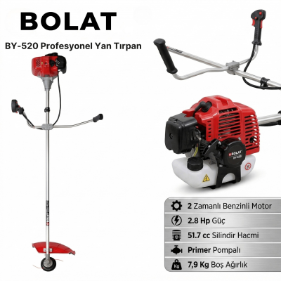 Bolat BY-520 Benzin Motorlu Yan Tırpan  2.8 Hp