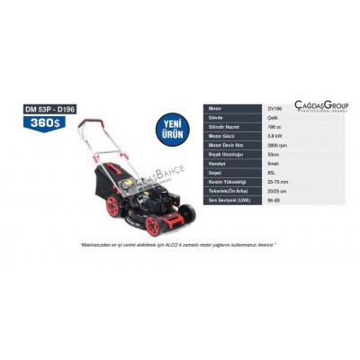Energy DM53P D196 Benzinli Çim Biçme Makinesi 53cm İtmeli