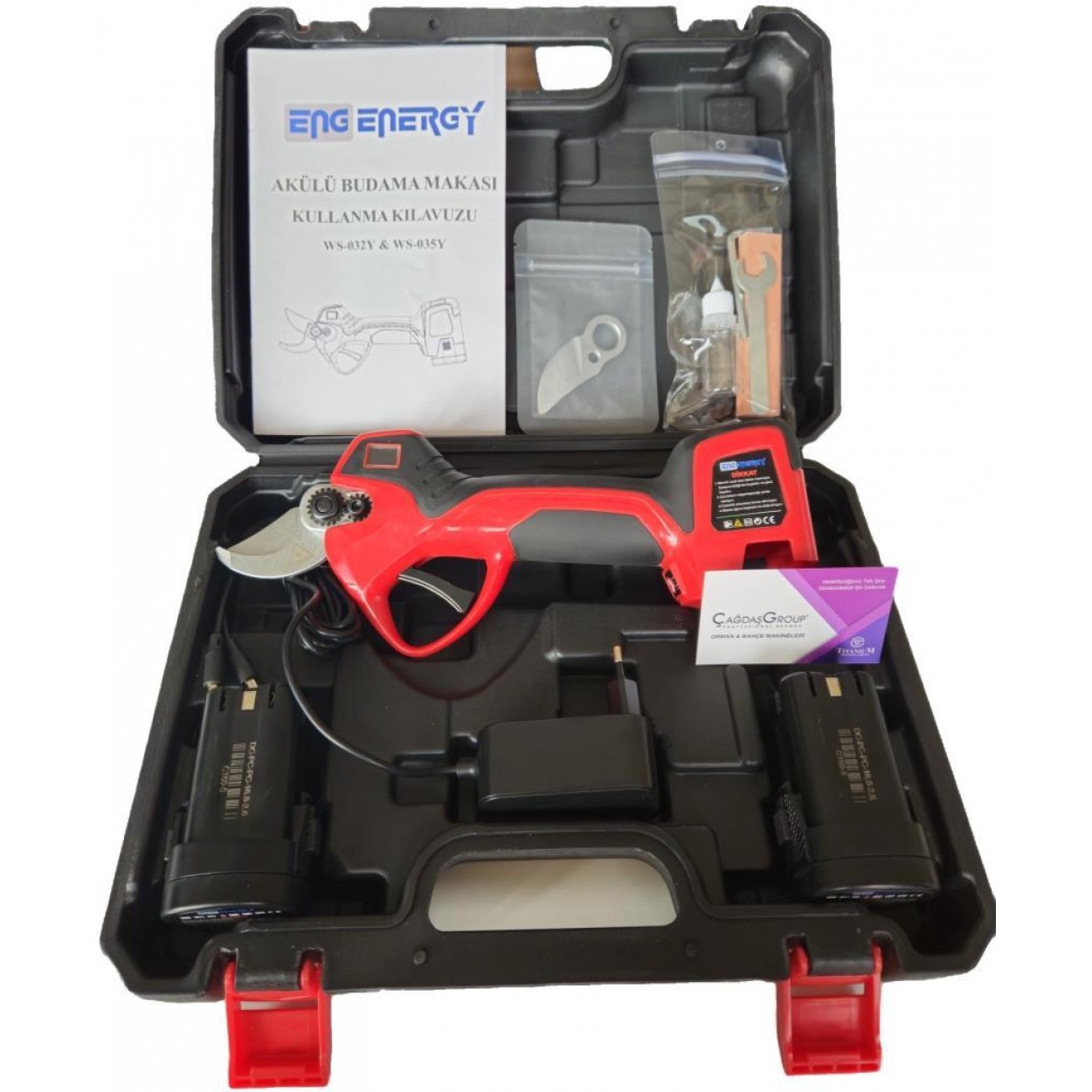 Energy WS-032Y Akülü Budama Makası 32mm 2 Bataryalı Set 