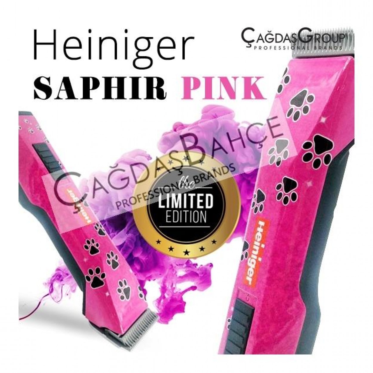 Heiniger Saphir Pink Evcil Hayvan Kırkma Makinesi Çift Bataryalı