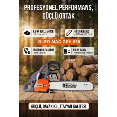 OLEOMAC GSH560 Benzin Motorlu Testere 3.5 HP