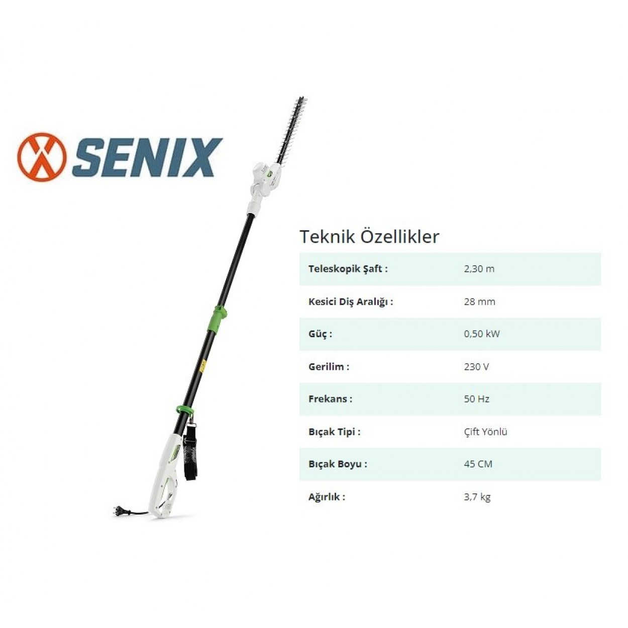 Senix HTPE5.0-L-EU Elektrikli Yüksek Çit Biçme Makinesi 500W