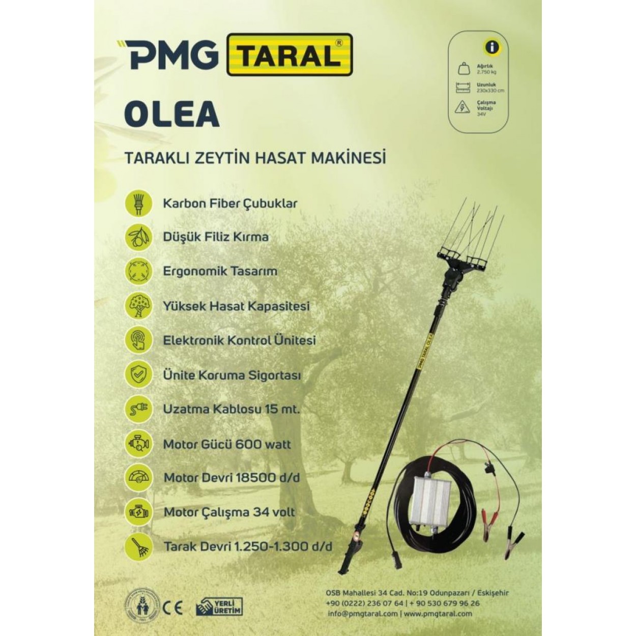 Taral Olea Akülü Zeytin Silkeleme Hasat Makinası Taral Olea Akül