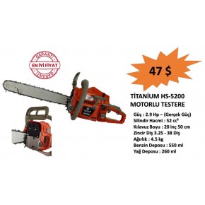 Titanium HS5200 Motorlu Testere - Ağaç Motoru - Hızar 2.8 HP